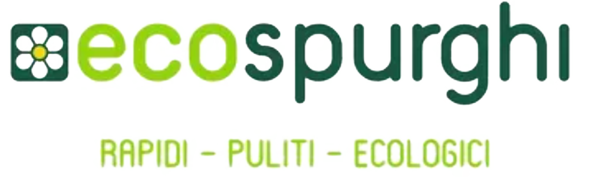 Logo for Ecospurghi, with a flower icon and tagline