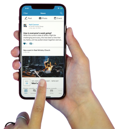 Realm Connect app displayed on smart phone