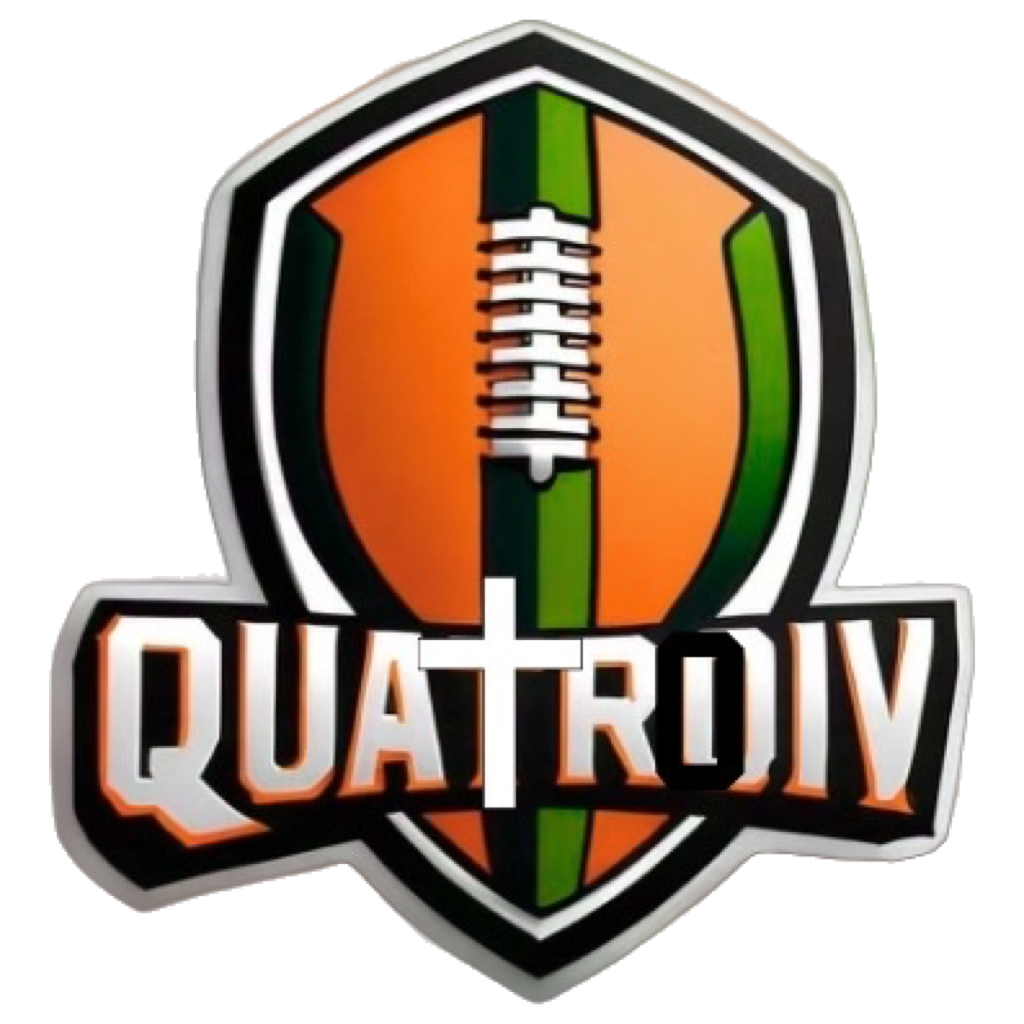A logo for quatroiv with a football on it