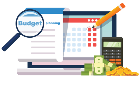 a magnifying glass with the word budget planning on it