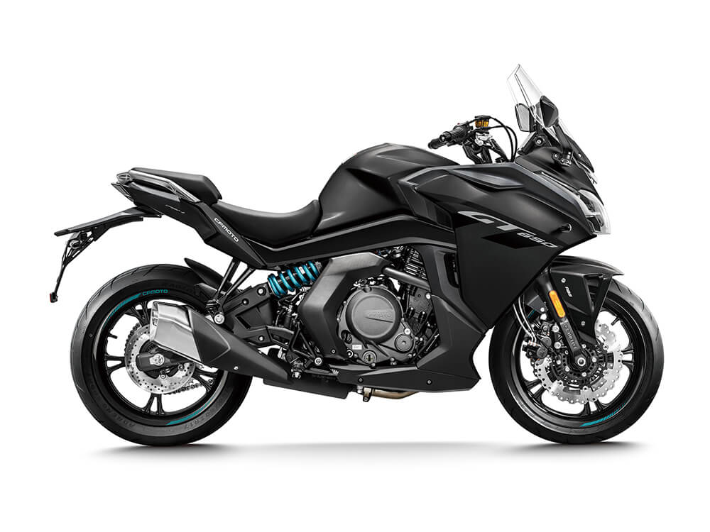 The 650GT motorcycle in black available from DGMOTO Dumfries