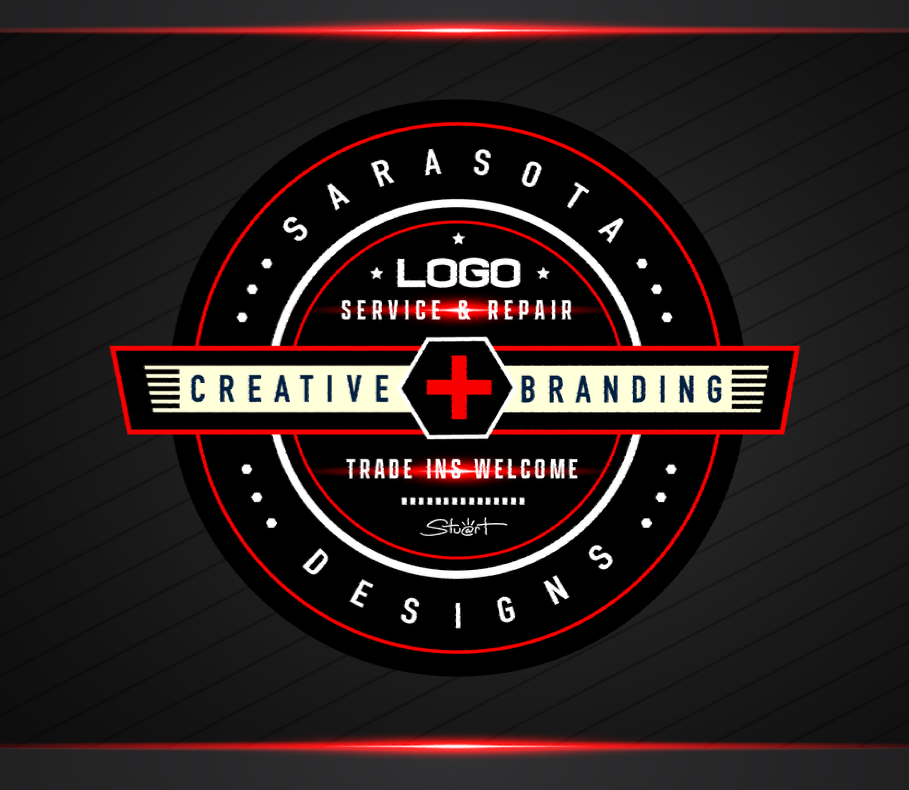 A logo for sarasota logo service and repair creative branding