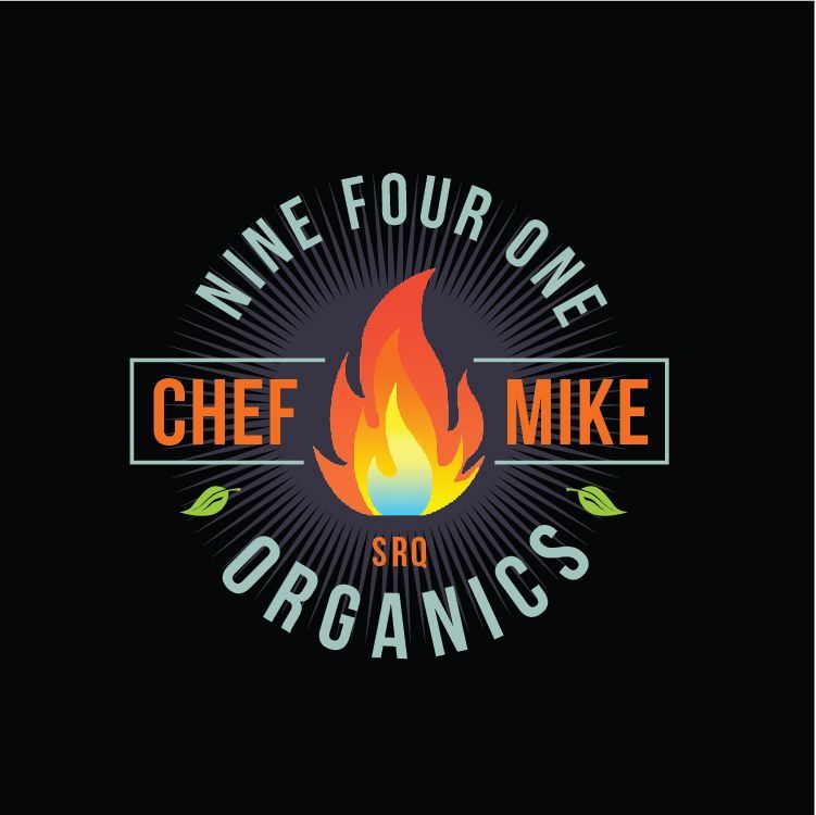 A logo for nine four one chef mike organics graphic design by Stuart Bailey Sarasota