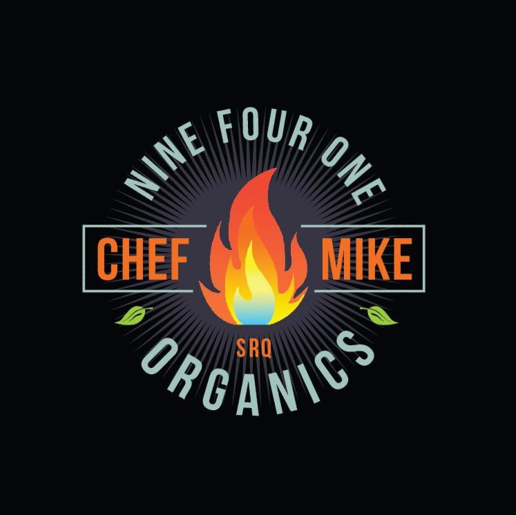 A logo for nine four one chef mike organics