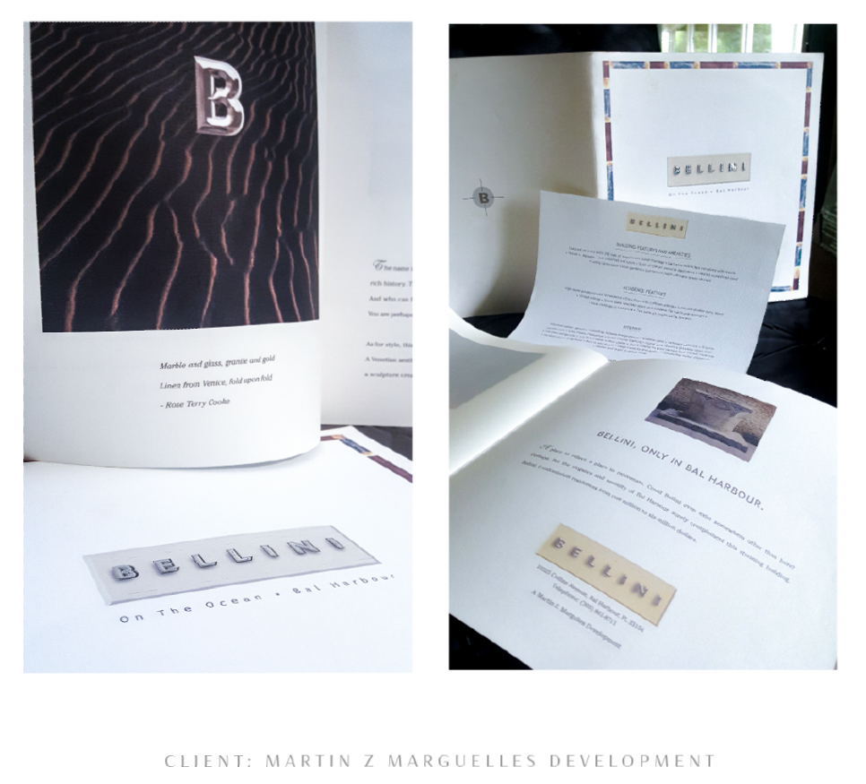 A picture of a brochure word Bellini on it