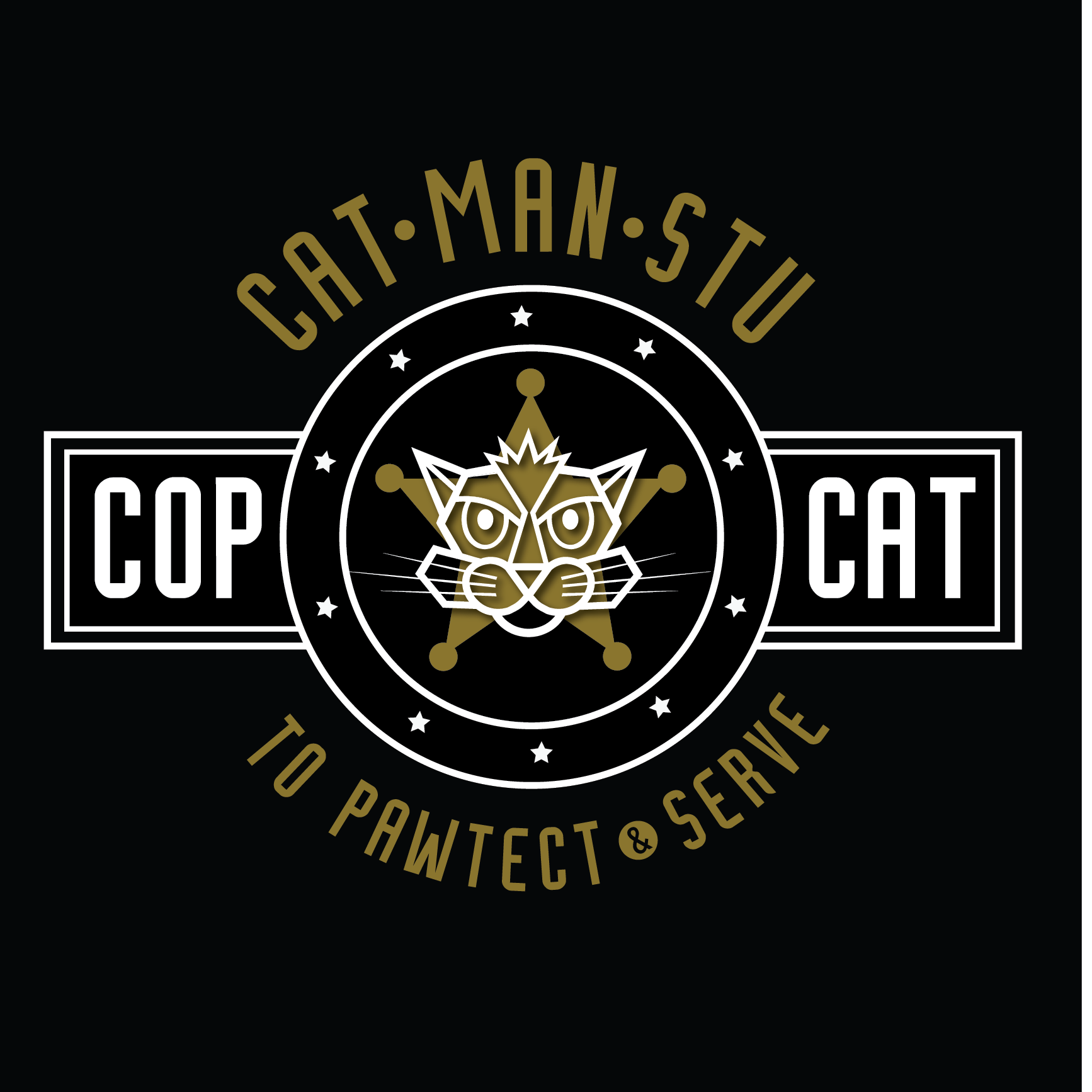 A logo for cat-man-stu cop-cat
to pawtect serve