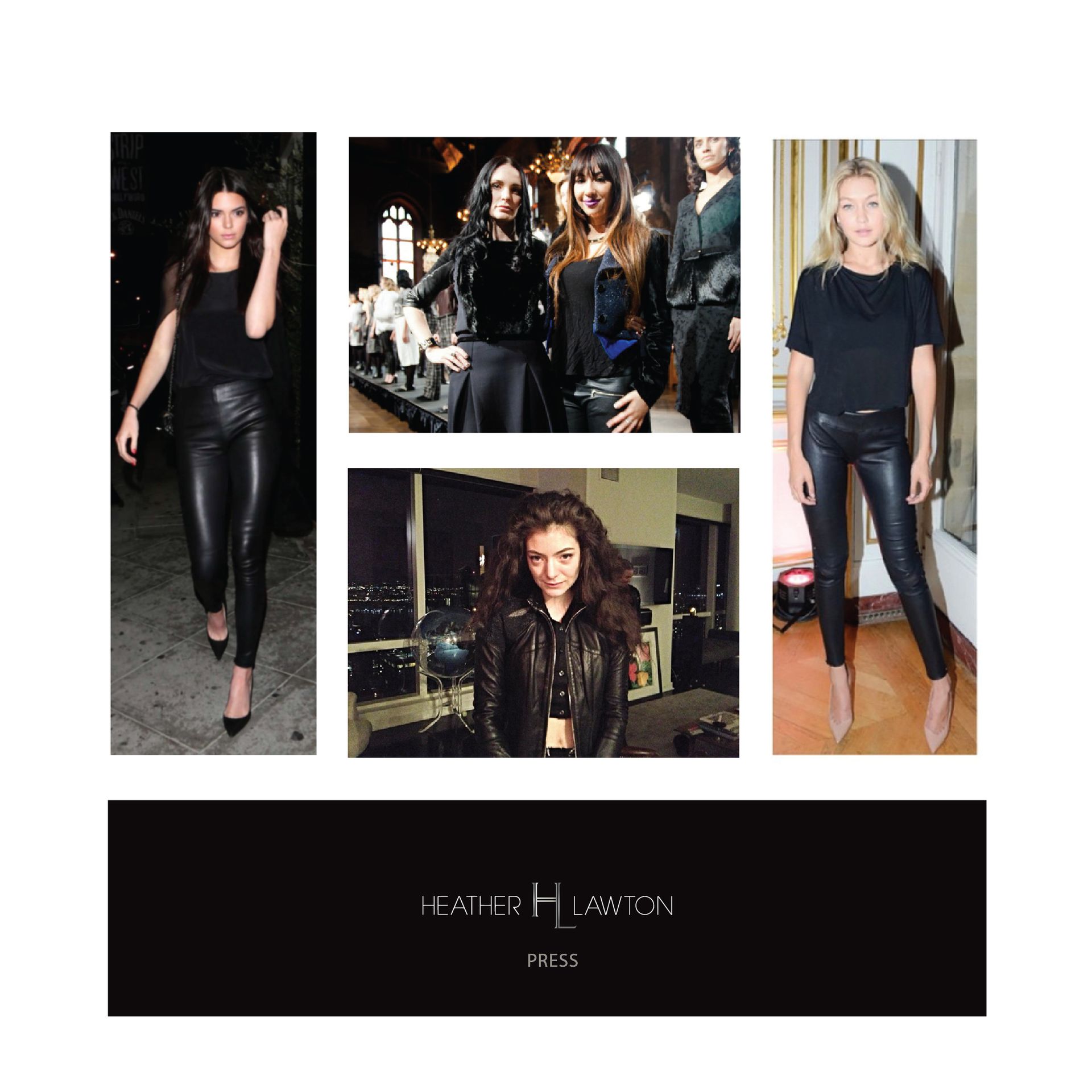 A collage of photos of women wearing black leather pants graphic design by Stuart Bailey Sarasota