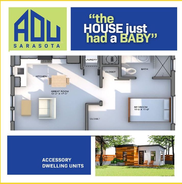 image shows a real estate ad for ADU mini homes