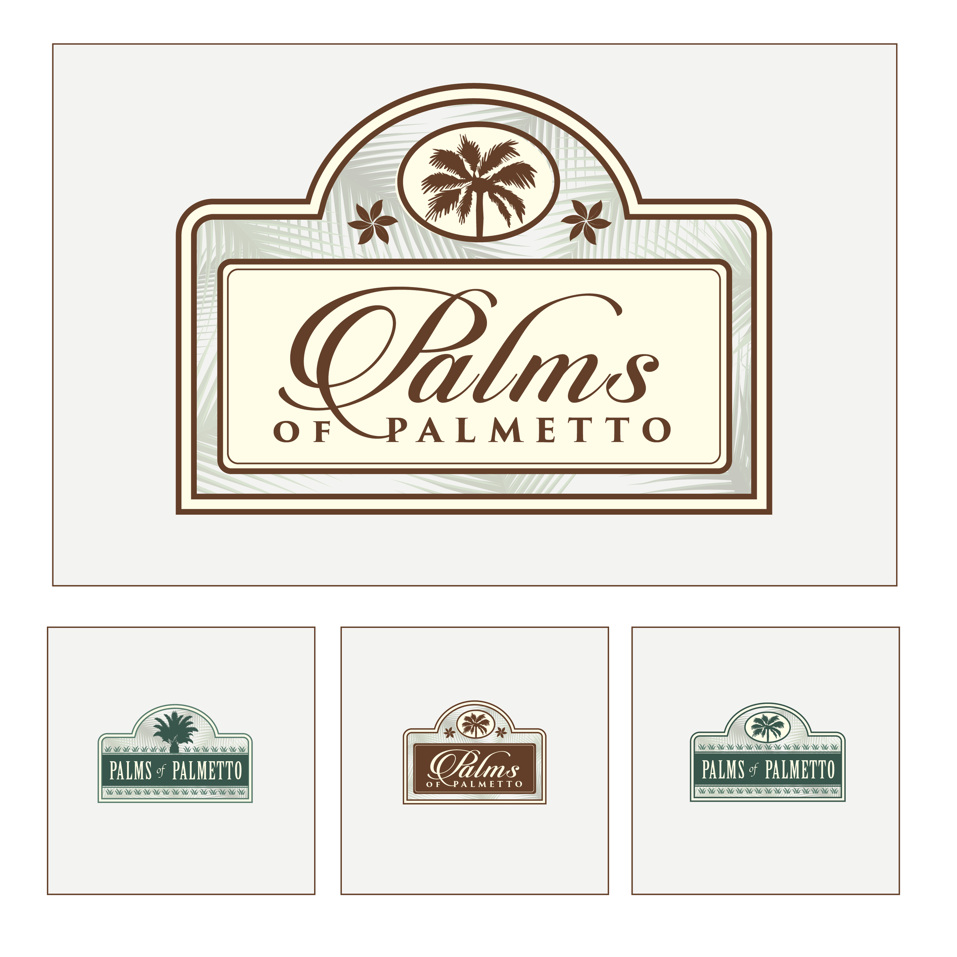 The palms of palmetto logo is on a white background