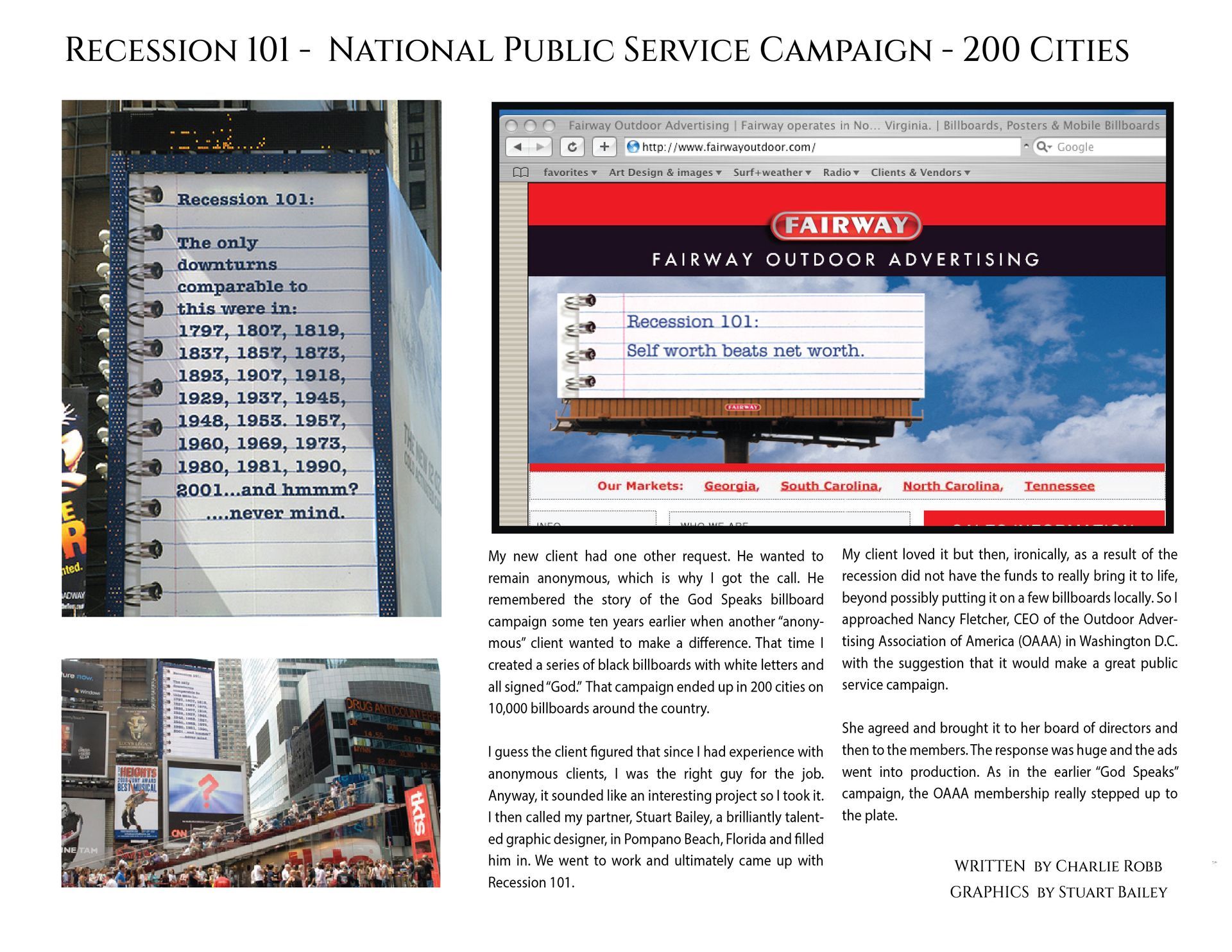Recession 101 national public service campaign 200 cities