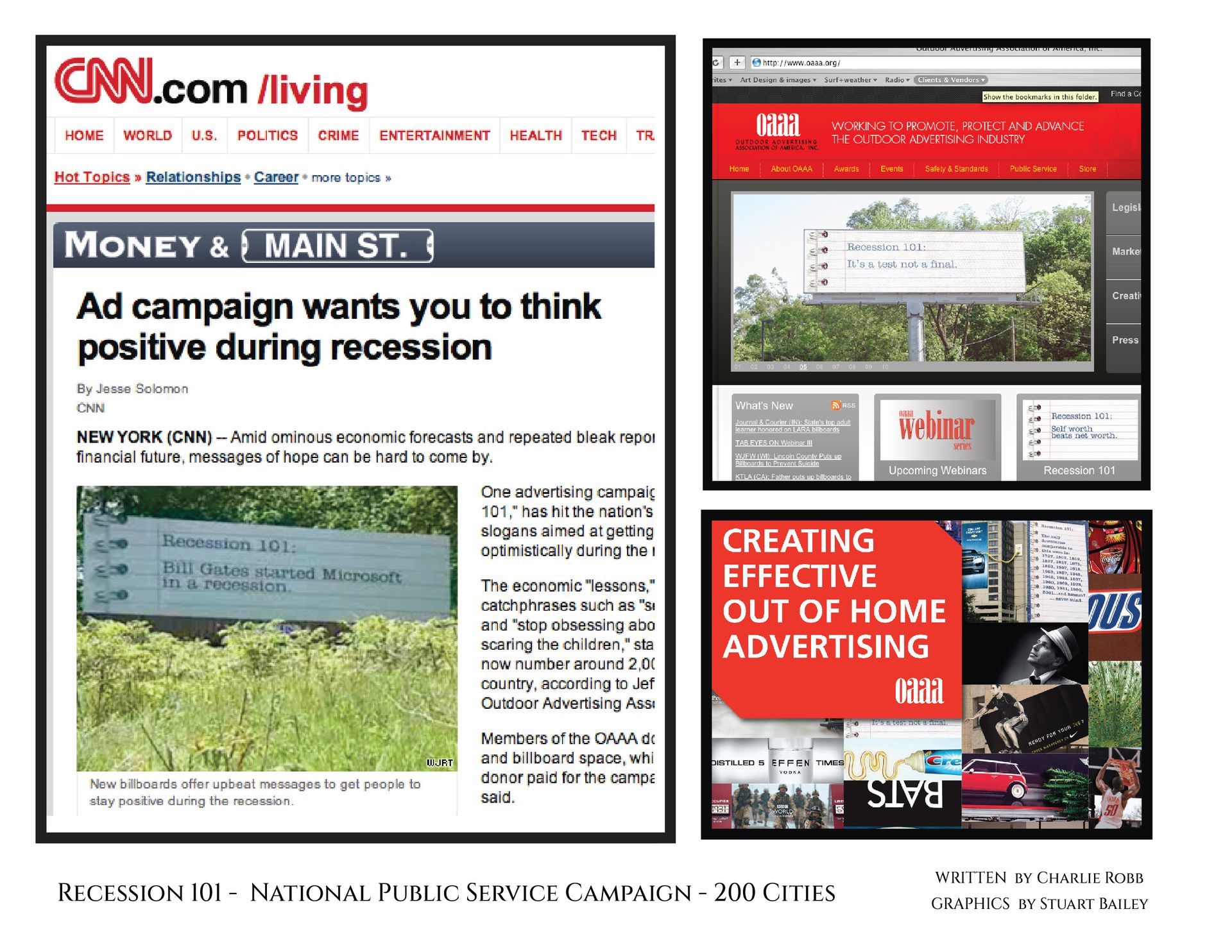 Recession 101 billboard campaign designed by Stuart Bailey gets published on CNN & OAAA's home page
