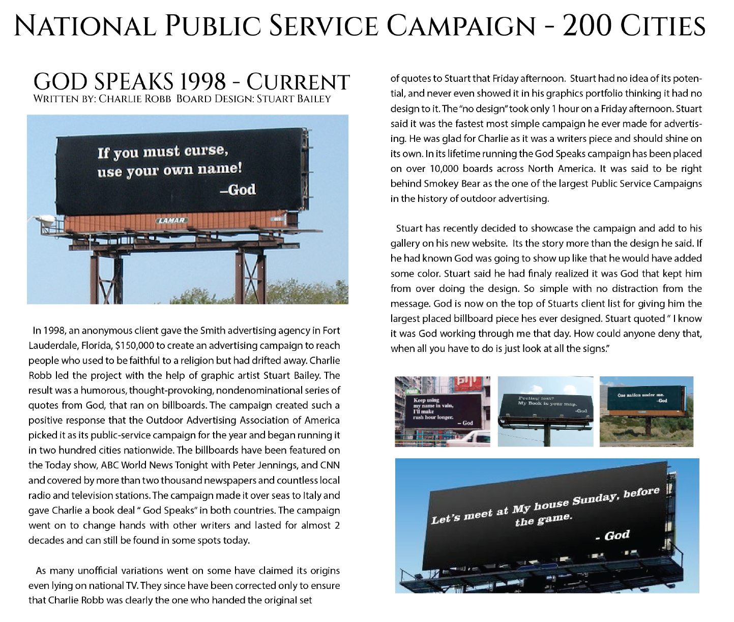 A poster for a national public service campaign in 200 cities