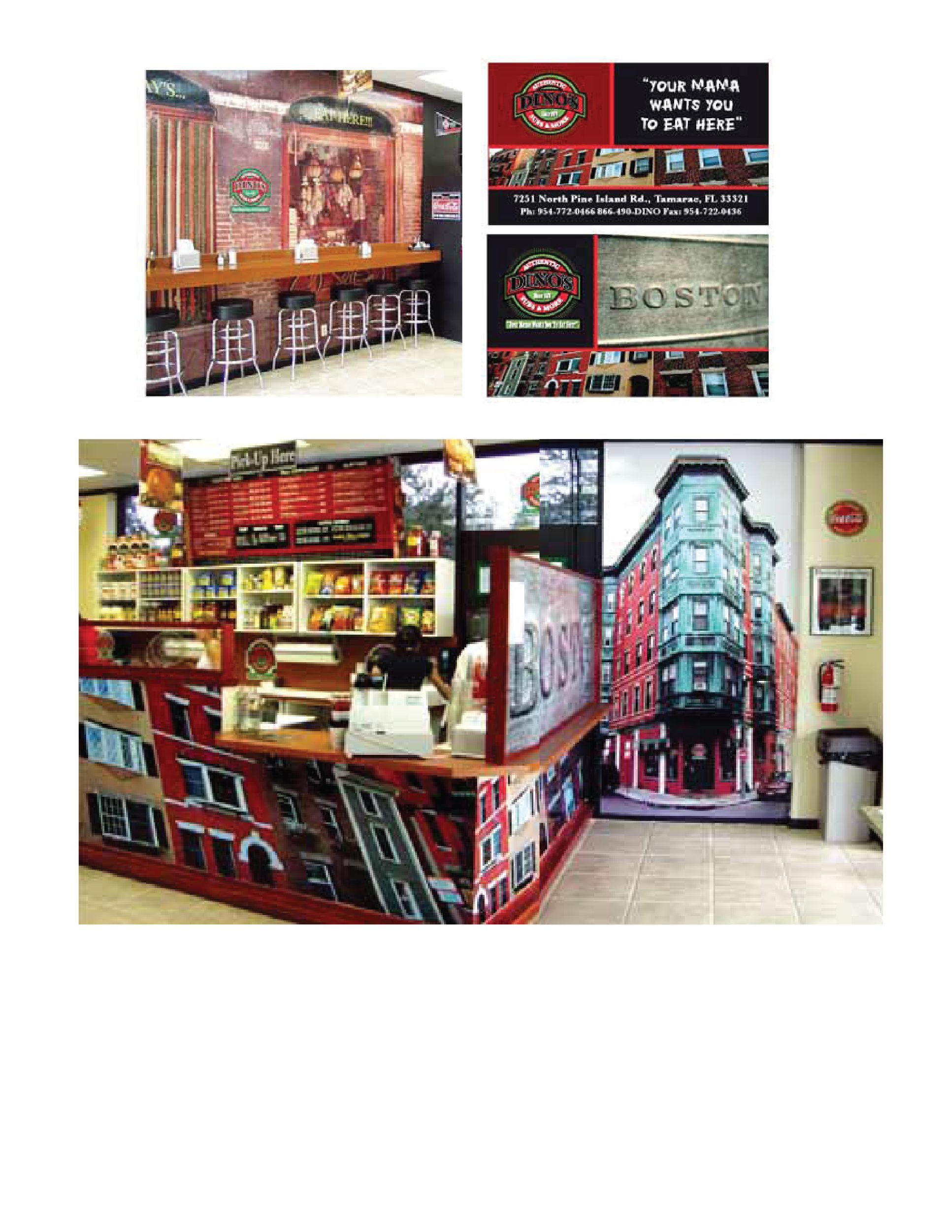 A collage of pictures of a boston pizza restaurant