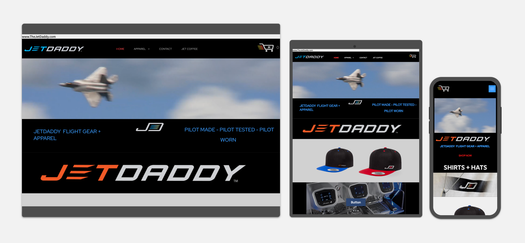 Website layout across devices, featuring 