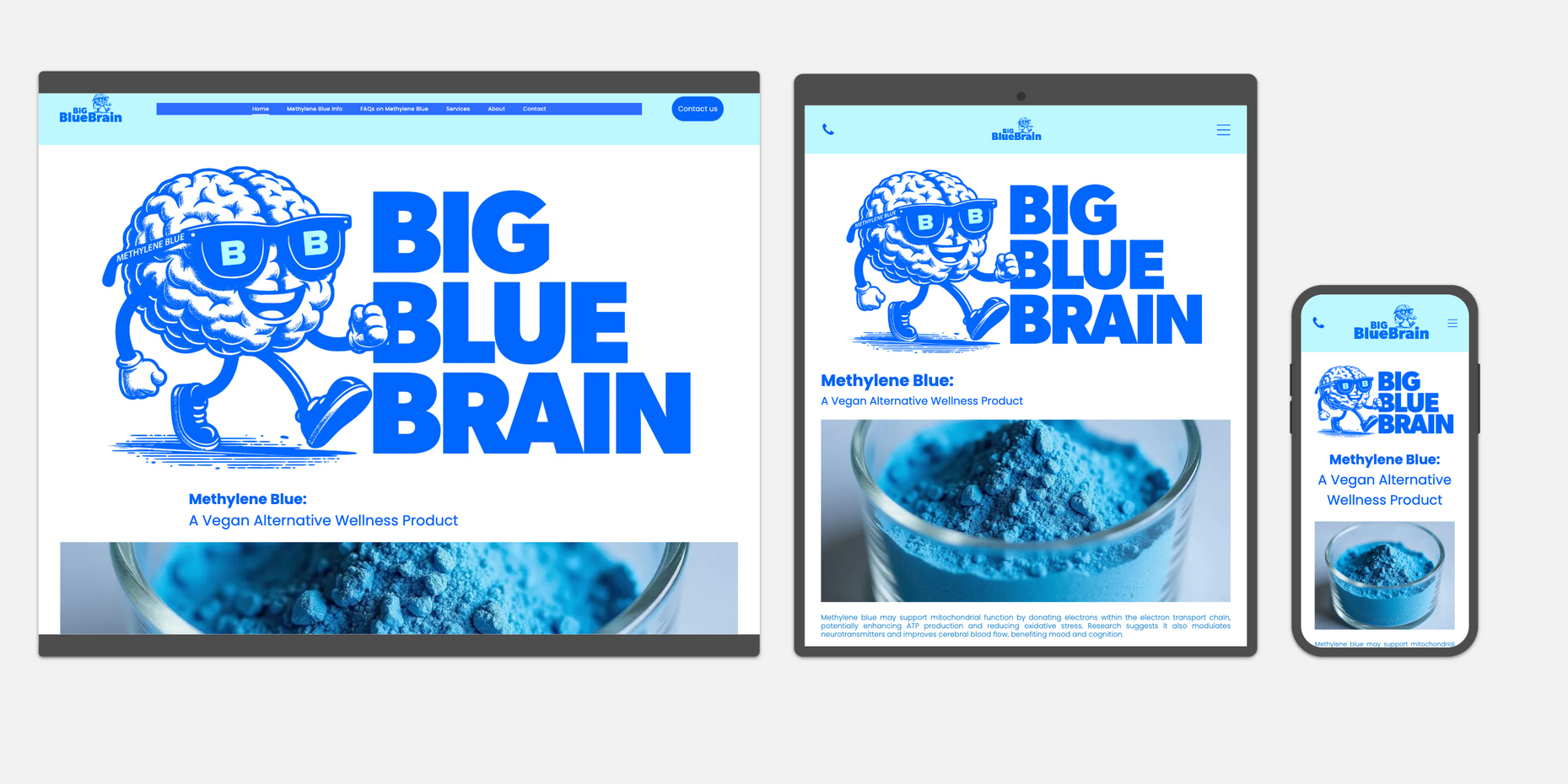 Website displayed on a computer, tablet, and phone. 