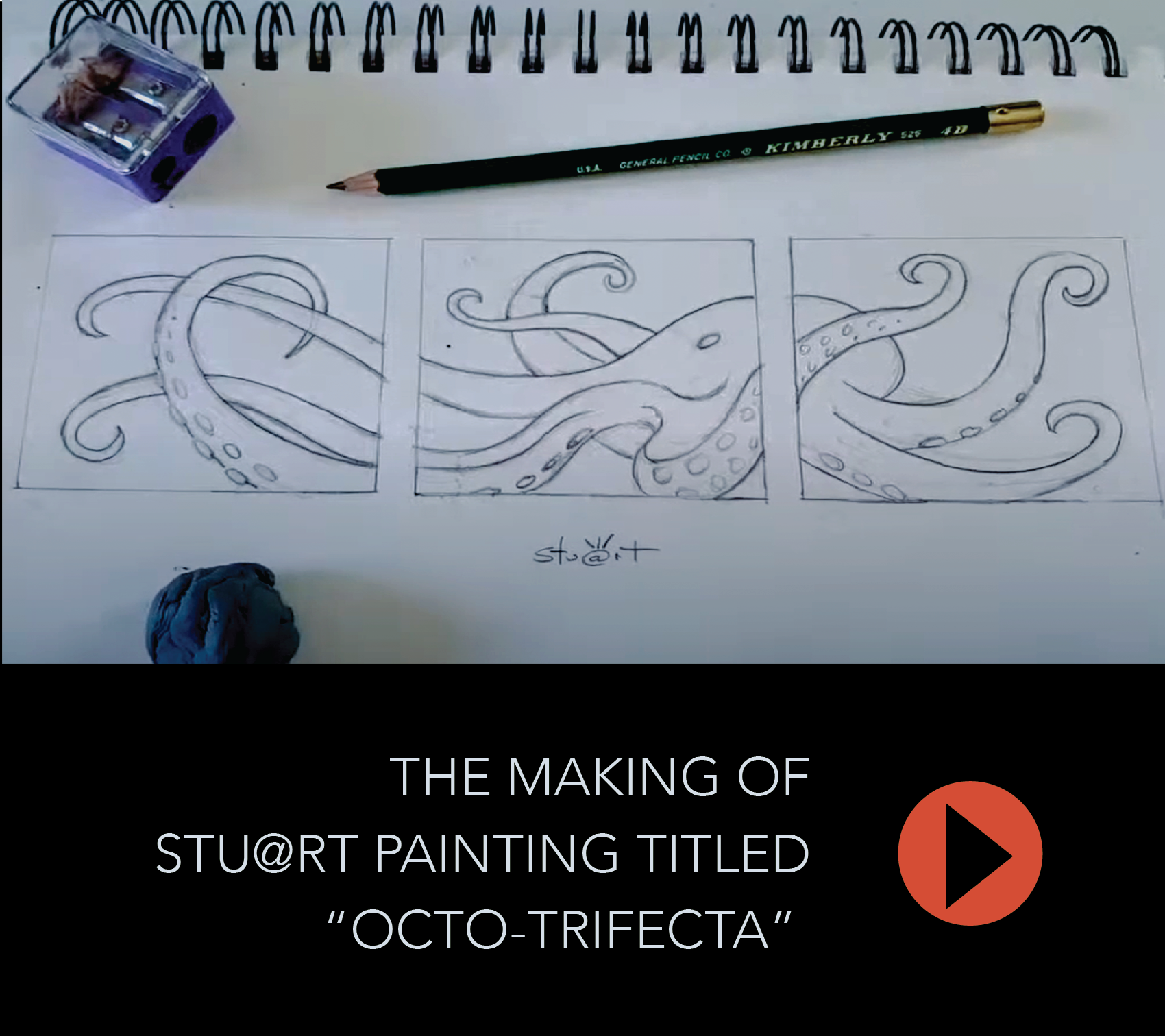 The making of stuart painting titled octo trifecta