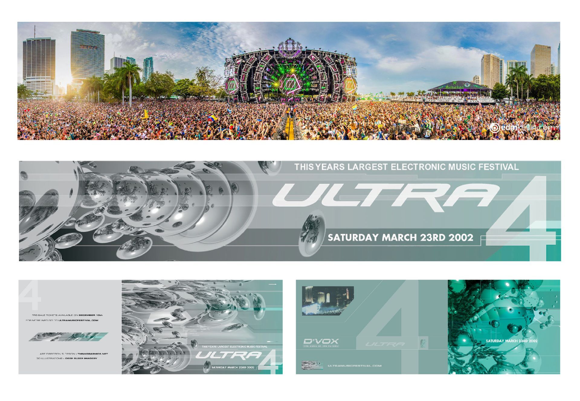 A collage of four banners for the ultra 4 electronic music festival.