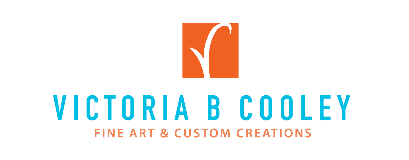 The logo for victoria b cooley fine art and custom creations