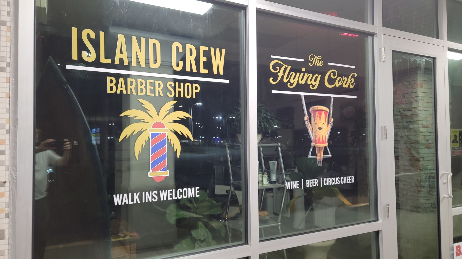 Storefront with two businesses: 