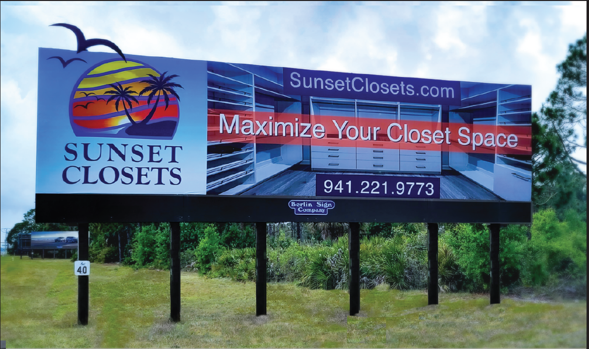 A billboard for sunset closet designed by Stuart Bailey