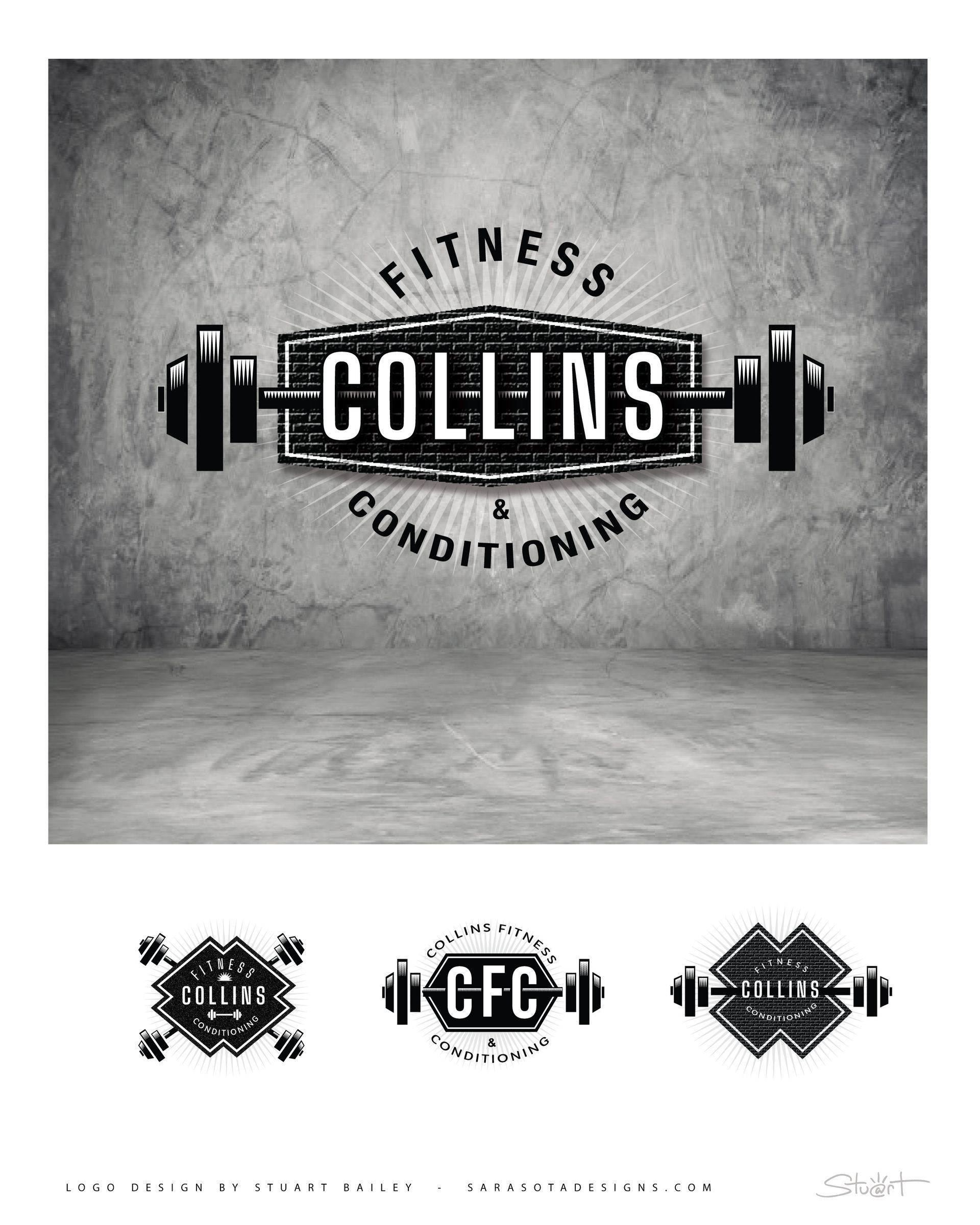 A black and white photo of a logo for a fitness center.
