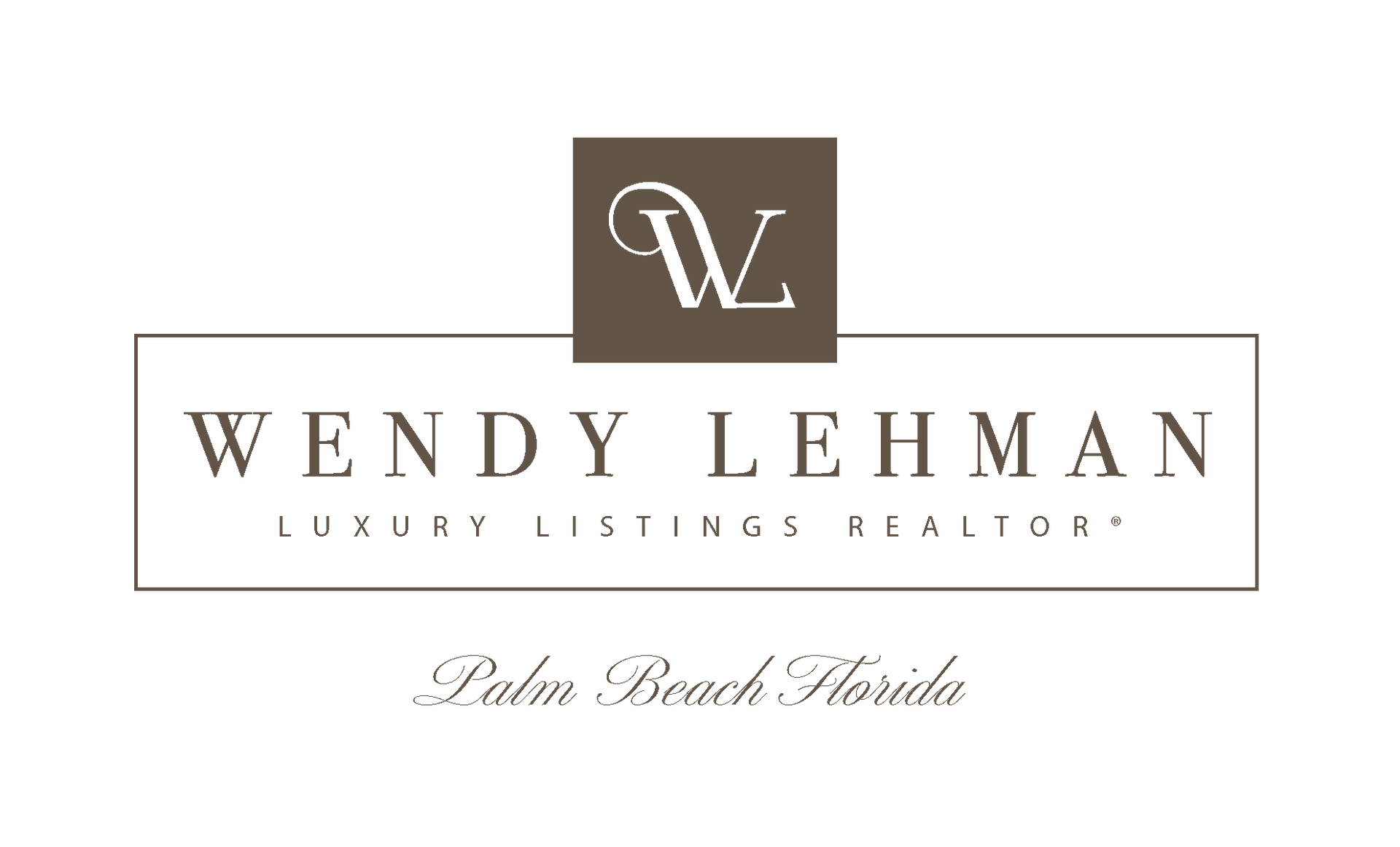 Image of logo design with an icon w above the words Wendy Lehman Luxury Listings Realtor Palm Beach Florida