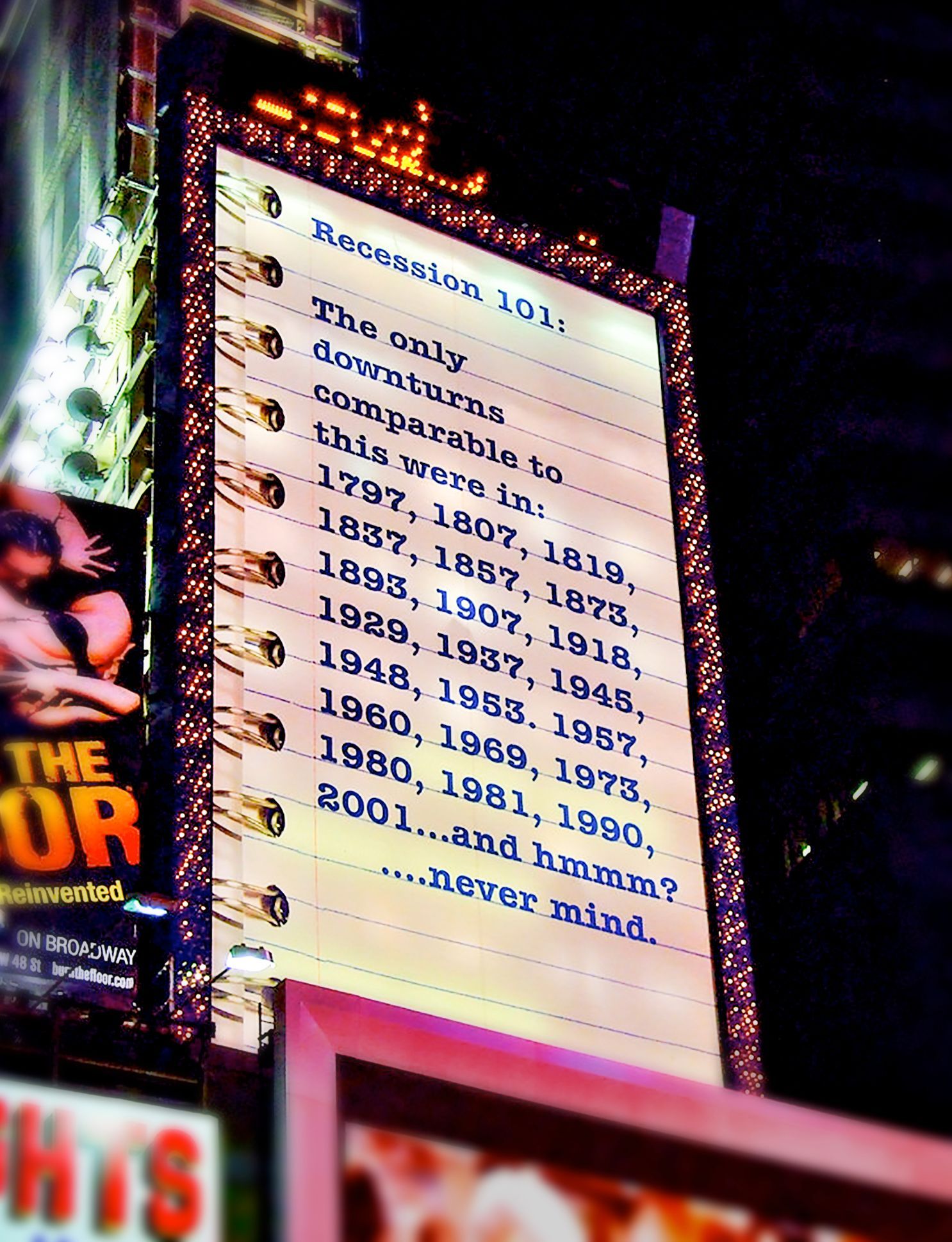 A large screen displays a list of dates