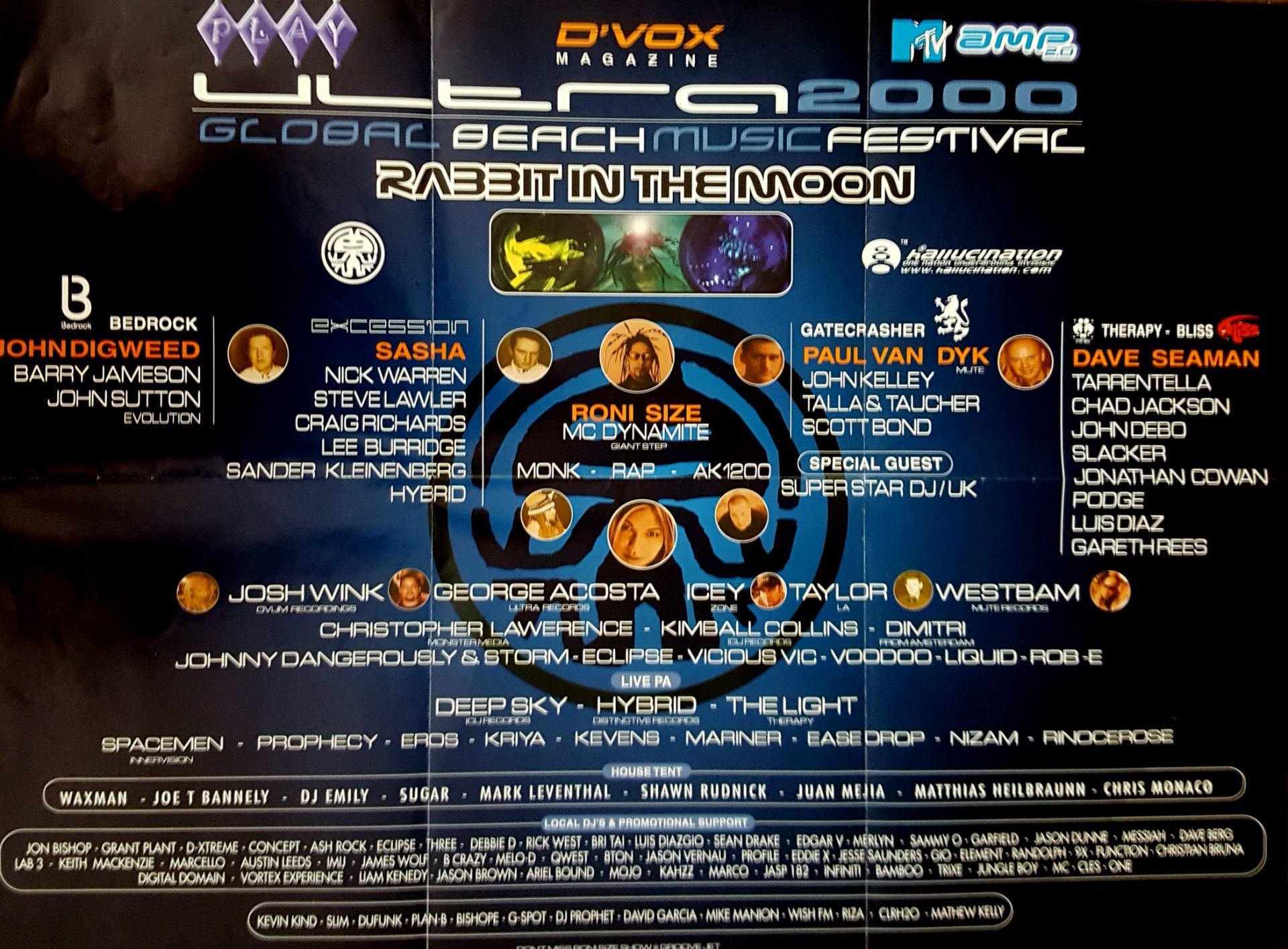 A poster for the ultra 2000 global beach music festival