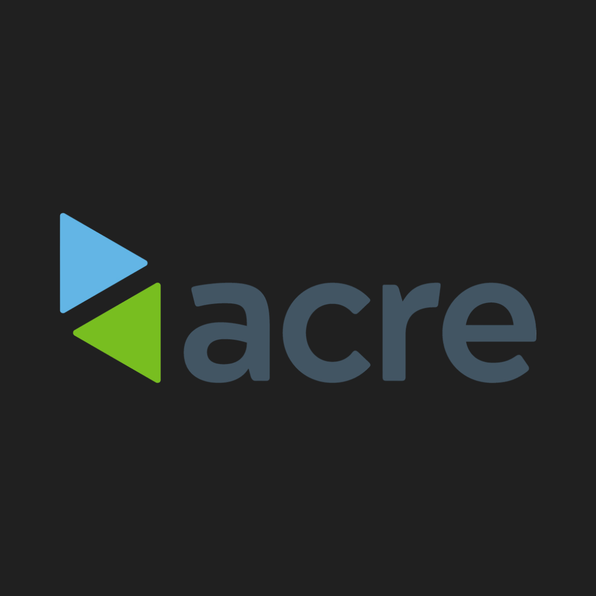 The acre logo is on a black background
