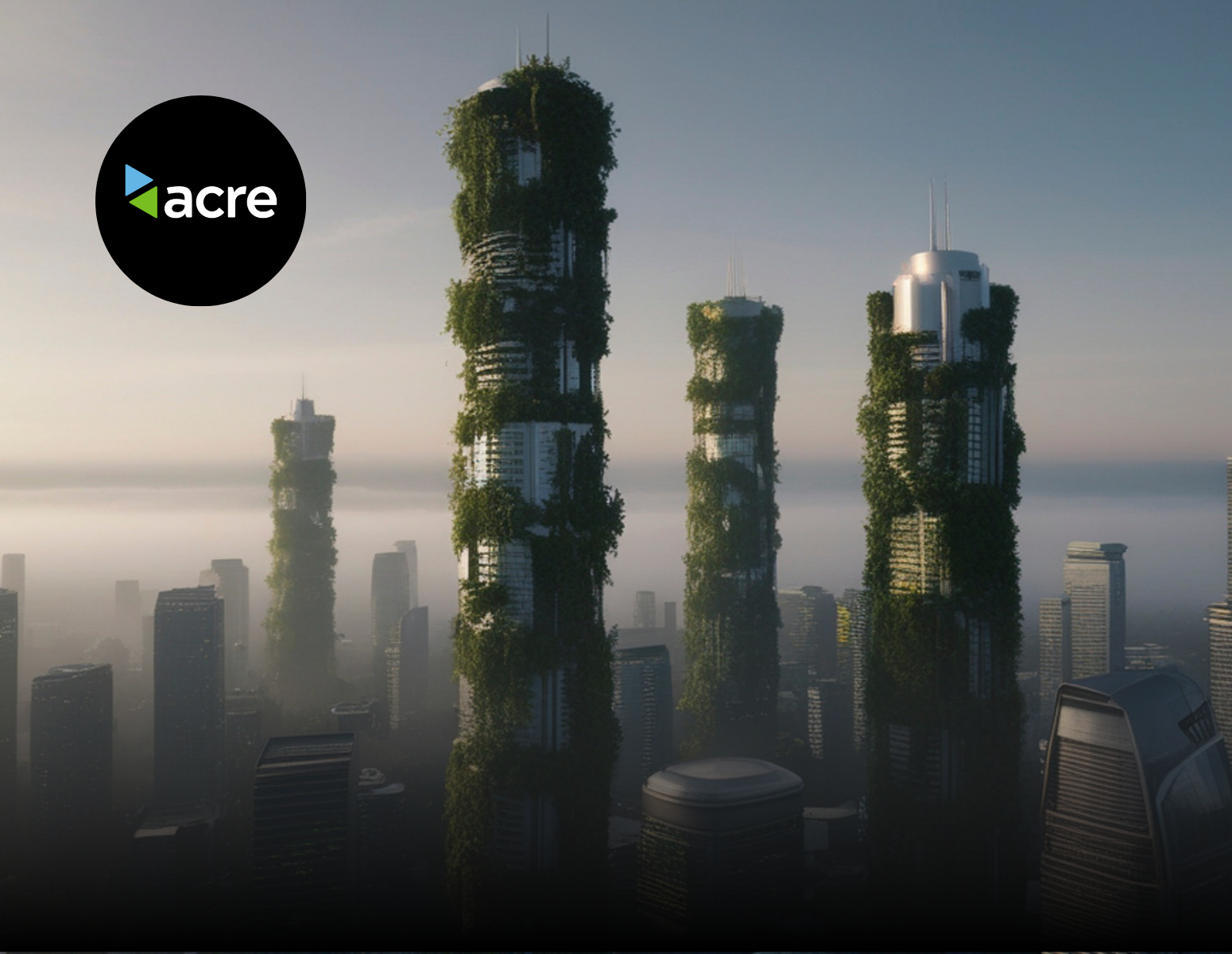 The acre logo is on a black background