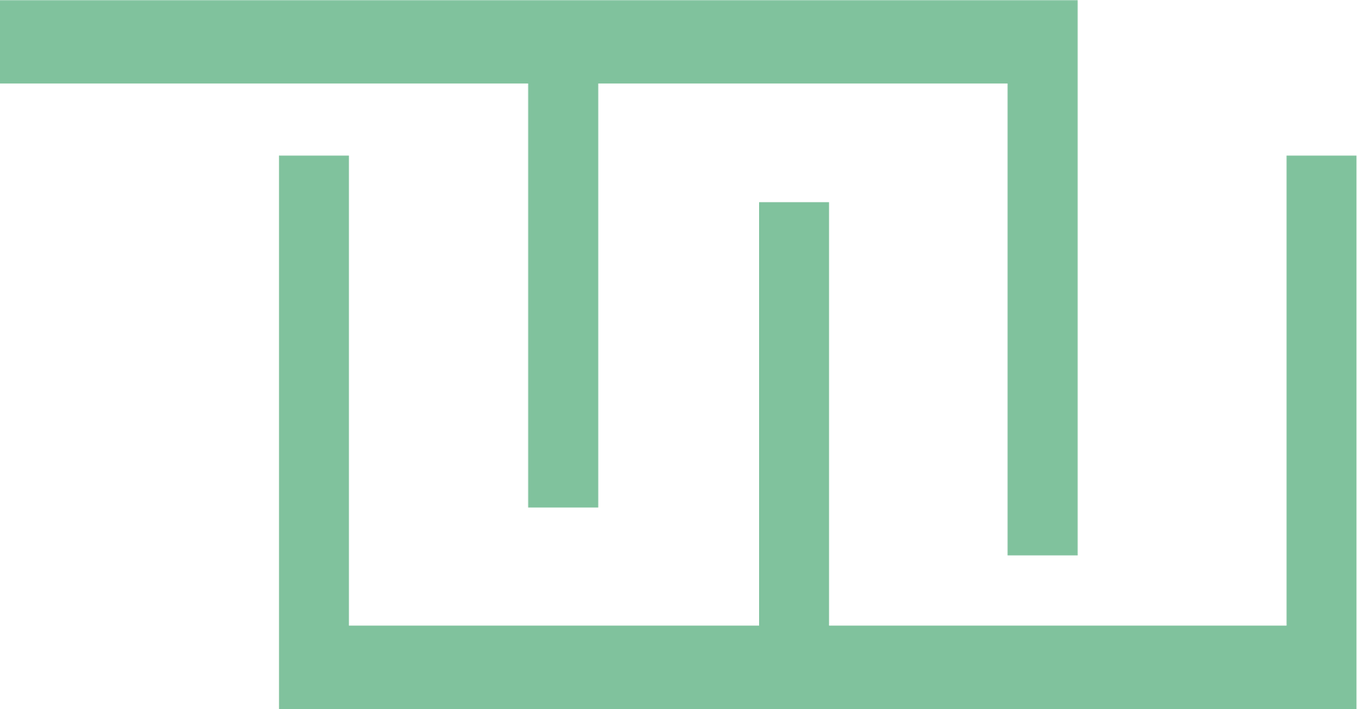 A green and white maze on a white background.