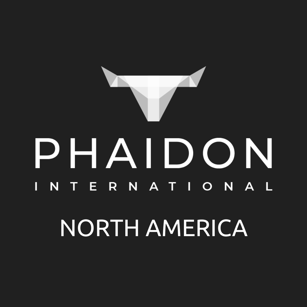 A black and white logo for phaidon international north america