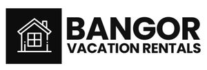 Bangor Vacation Rentals logo with a white house icon on a black square and bold black text