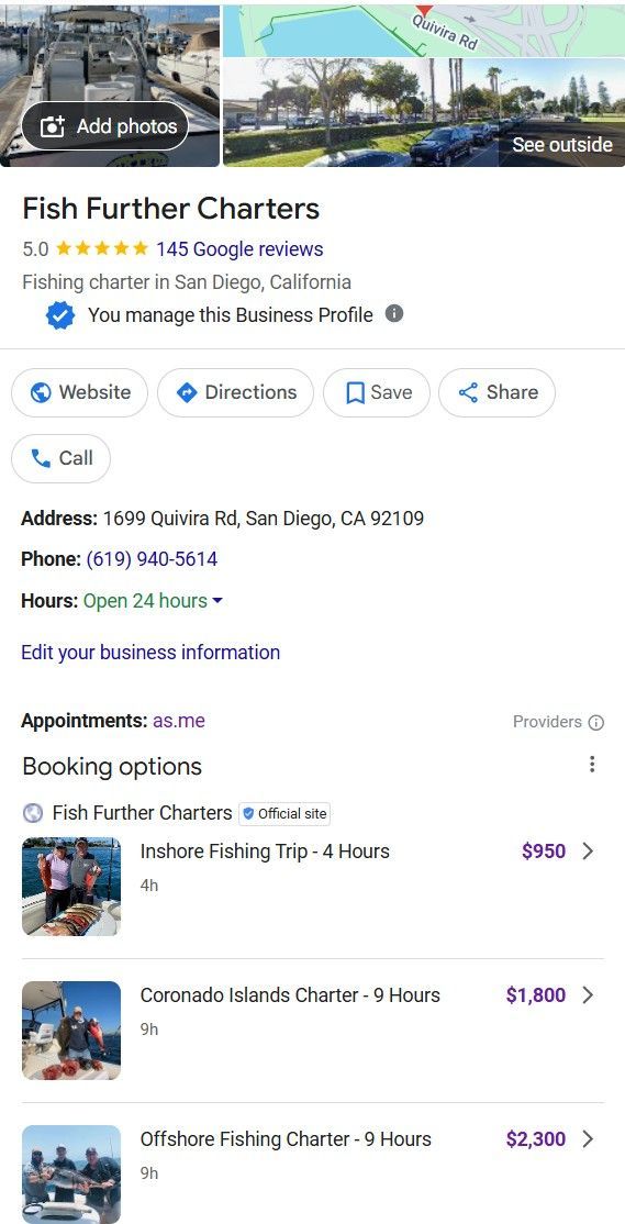 fishing charter google business profile optimization
