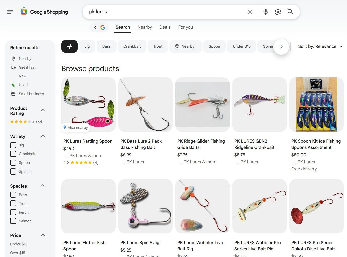 Google Shopping PK Lures