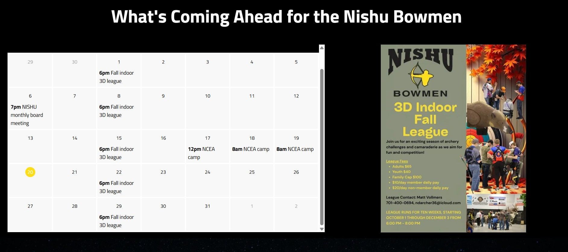 Interactive calendar for website design