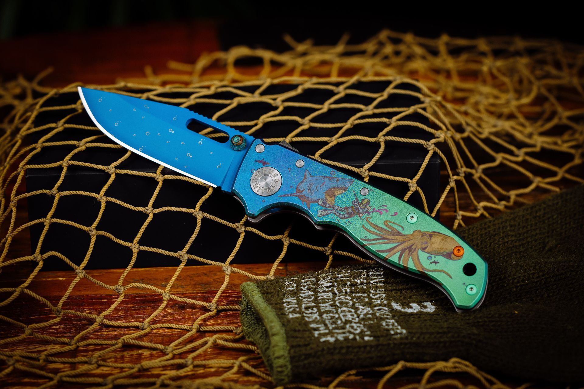 Open and closed composite image of the Northern Knives x Colorful Filth Benchmade Bugout