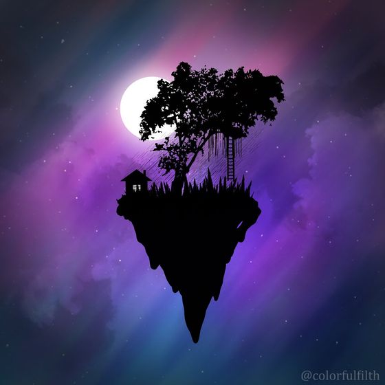 Haunted island drawing artwork by colorfulfilth