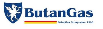 un logo per butangas con uno scudo e un leone .