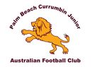 Palm Beach Currumbin Junior Australian Football Club logo with an orange lion on white background