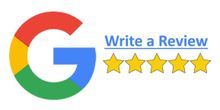 A google logo with five stars and the words `` write a review ''