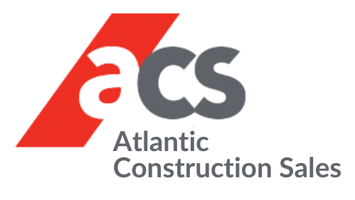The logo for acs atlantic construction sales is red and gray