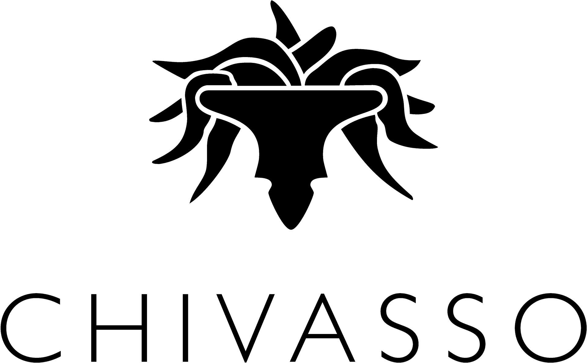 Ein schwarz-weißes Logo für ein Unternehmen namens Chivasso.