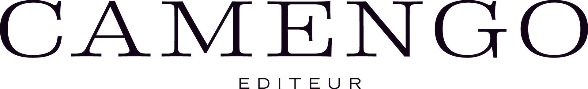 Ein schwarz-weißes Logo für Camengo Editor auf weißem Hintergrund