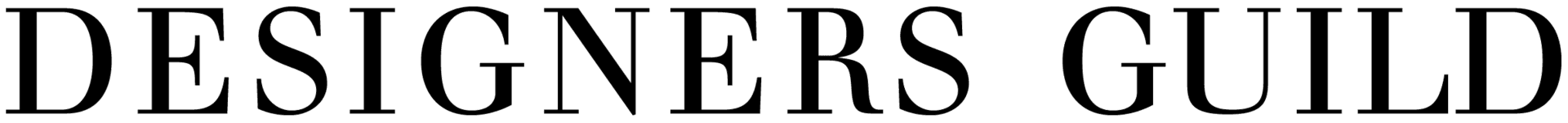 Das Wort Designers Guild ist in schwarz auf weißem Hintergrund geschrieben