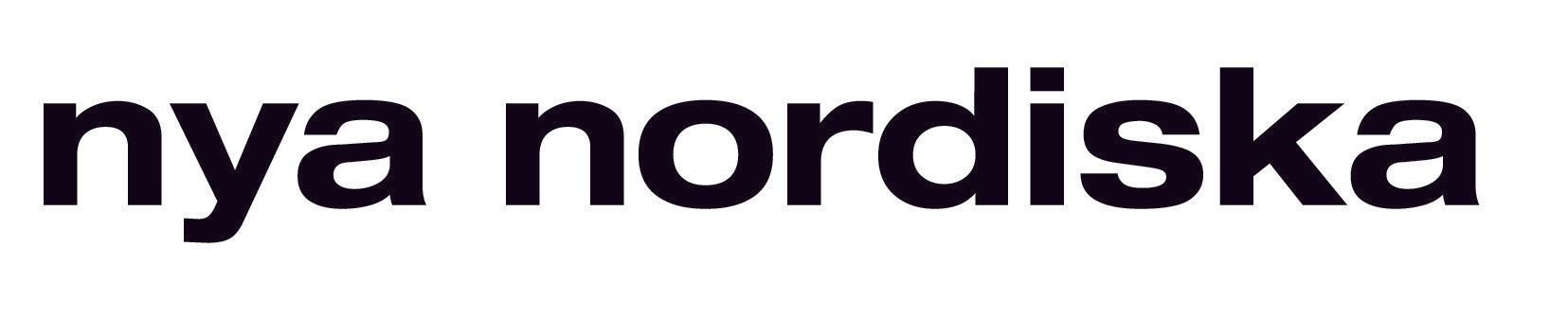 Ein schwarz-weißes Logo für Nya Nordiska auf weißem Hintergrund