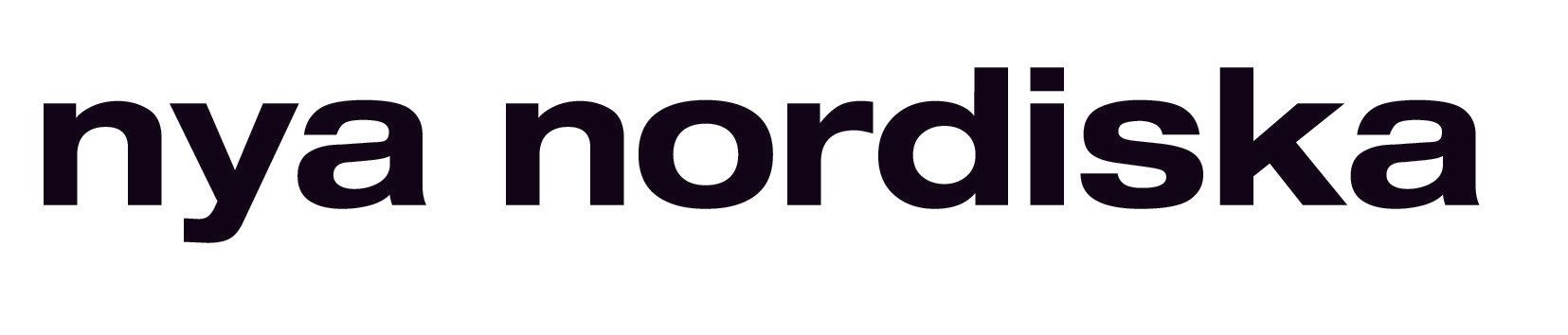 Ein schwarz-weißes Logo für Nya Nordiska auf weißem Hintergrund