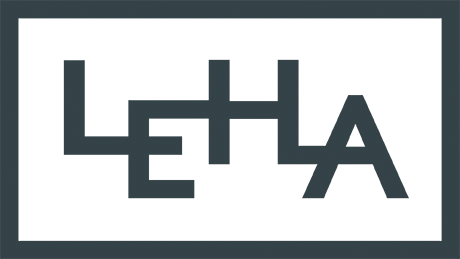 Ein Logo für ein Unternehmen namens Leha mit weißem Hintergrund.