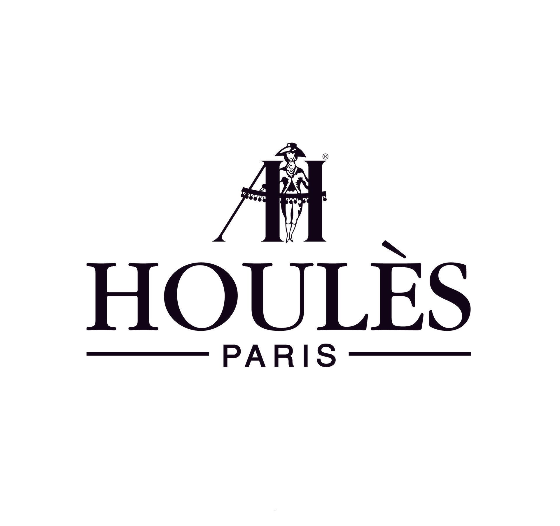 Ein schwarzweißes Logo für Houles Paris auf weißem Hintergrund.