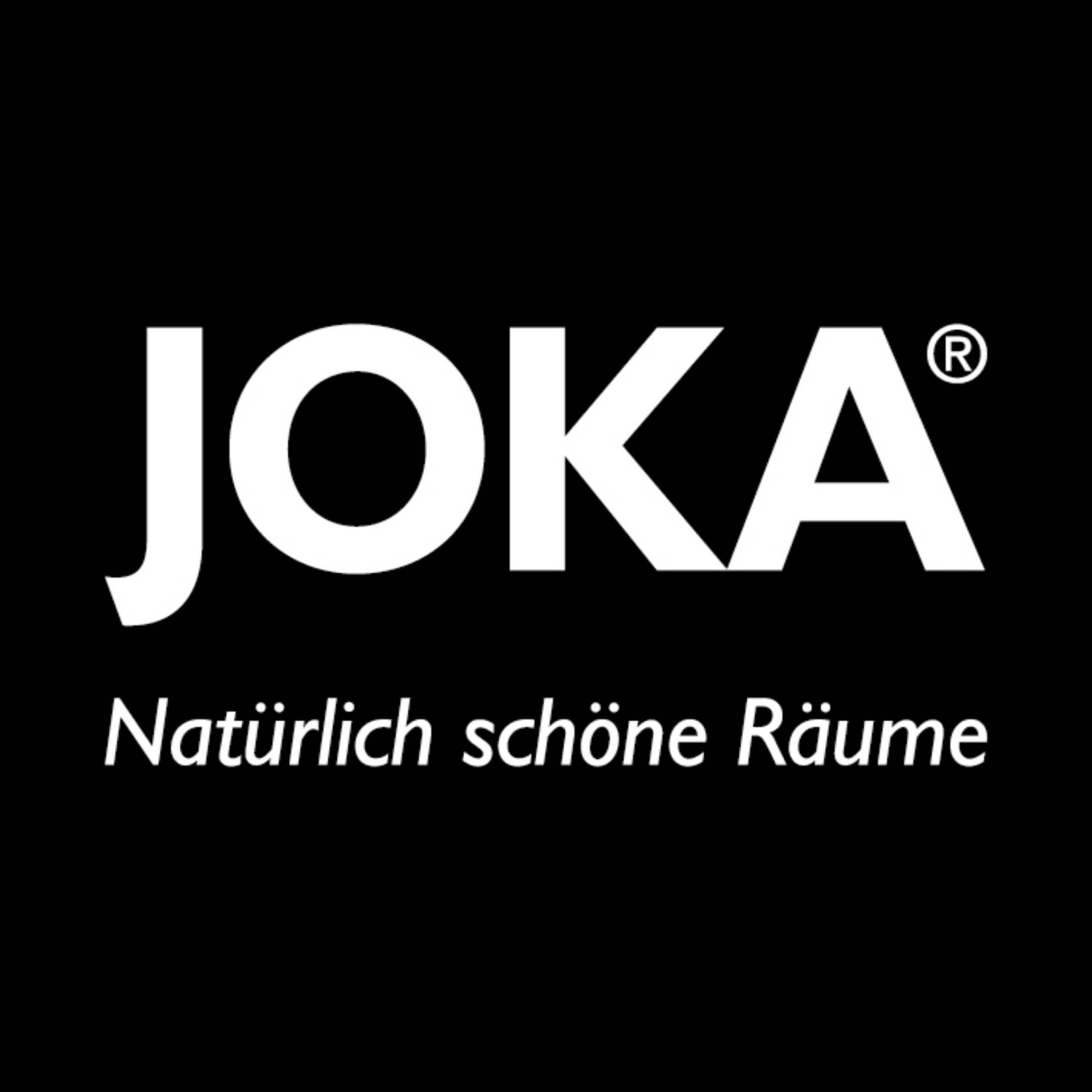 Das Joka-Logo ist weiß auf schwarzem Hintergrund.